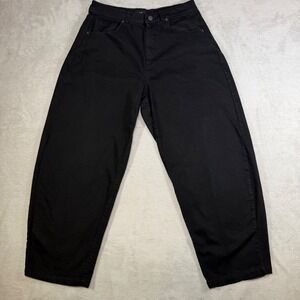 Ruti Black Wide Leg Pants High Waisted Cropped Trousers Size 2 Cotton Blend